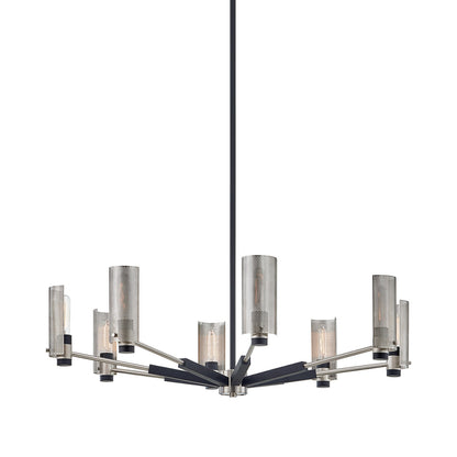 Pilsen Chandelier in Soft Off Black/Satin Nickel (8-Light).