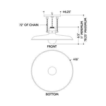 Rainhill Pendant Light - line drawing.