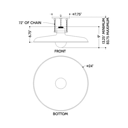 Rainhill Pendant Light - line drawing.