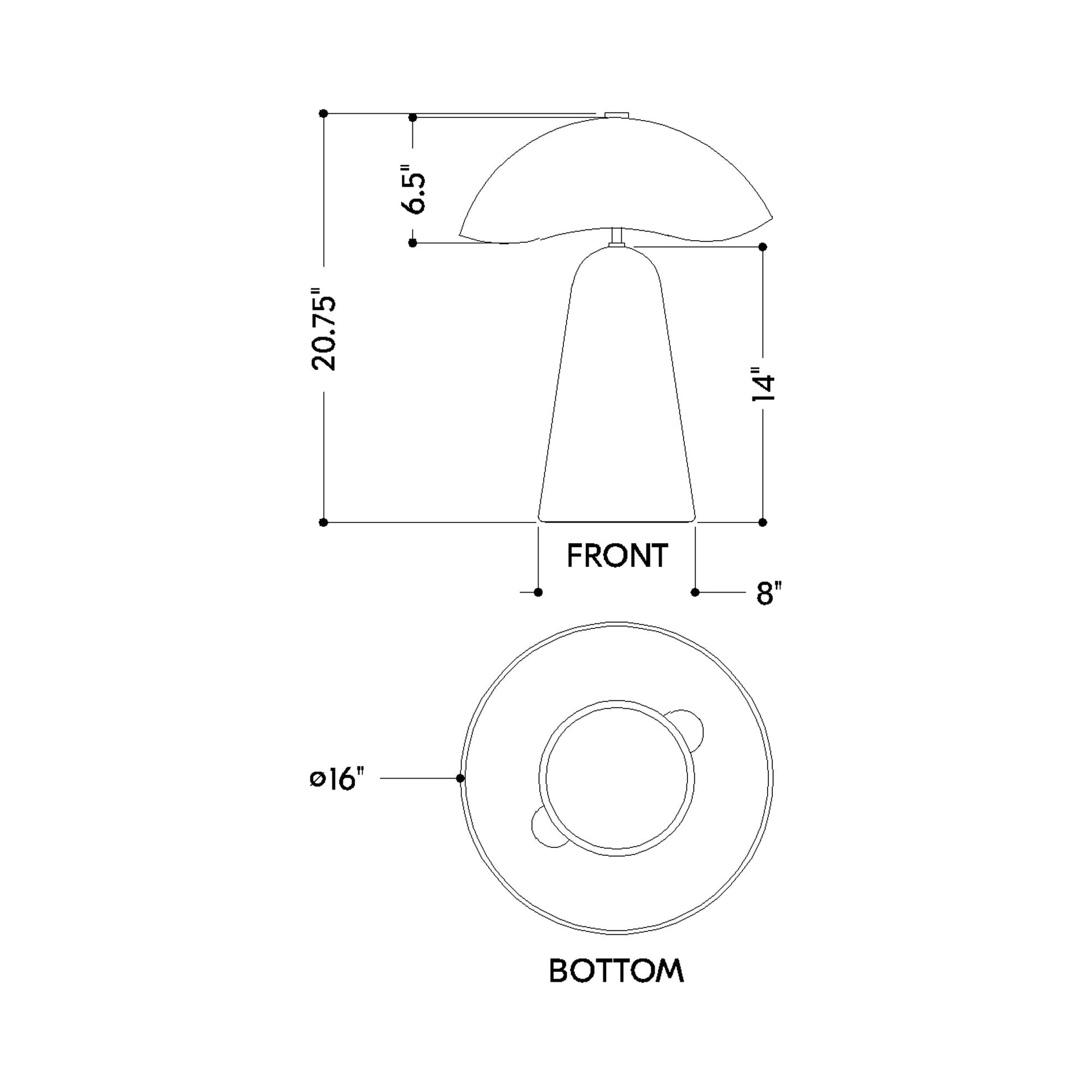 Soloma LED Table Lamp - line drawing.