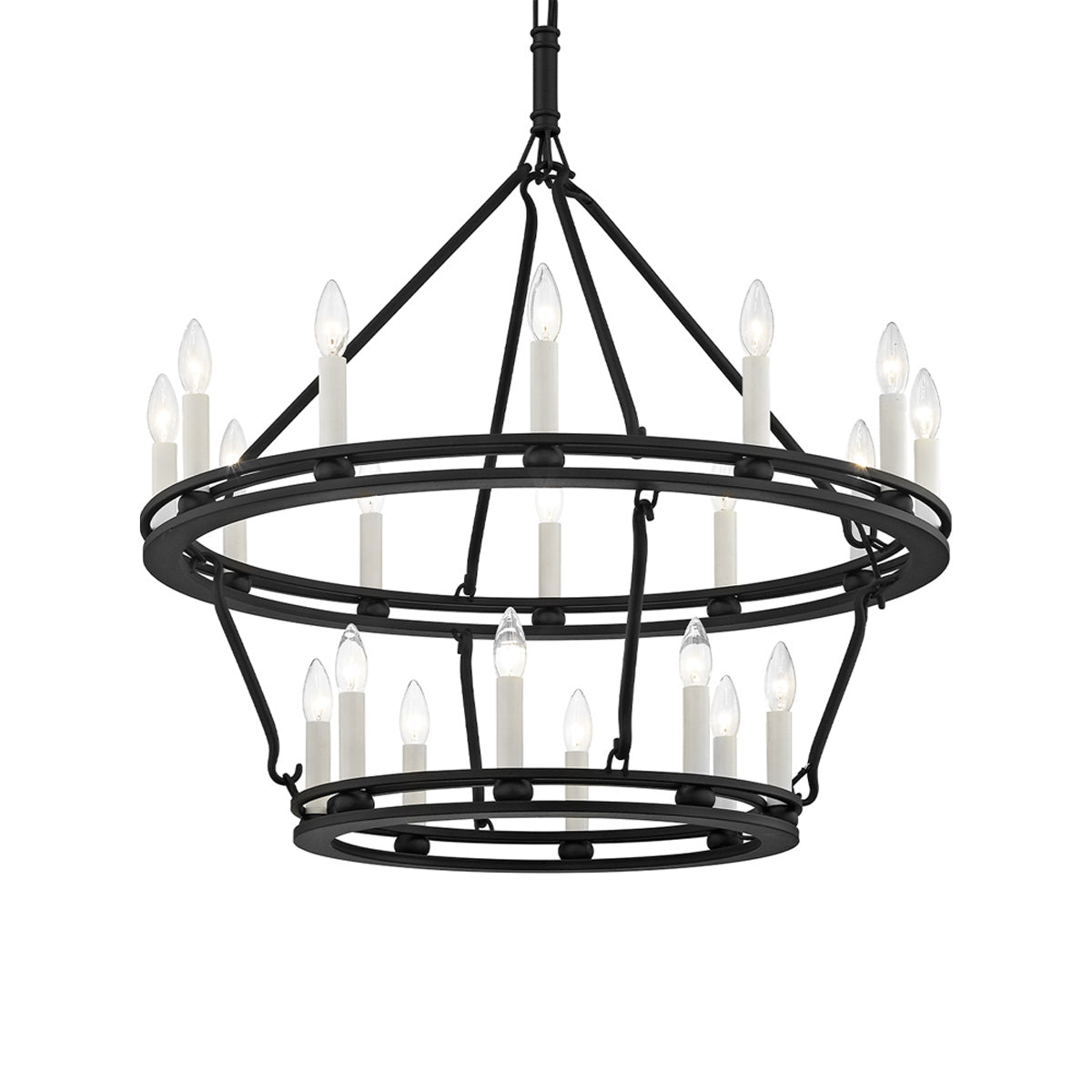 Sutton Chandelier in Textured Black (Small/2-Tier).