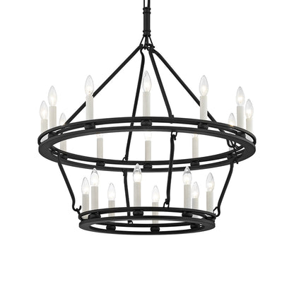 Sutton Chandelier in Textured Black (Small/2-Tier).