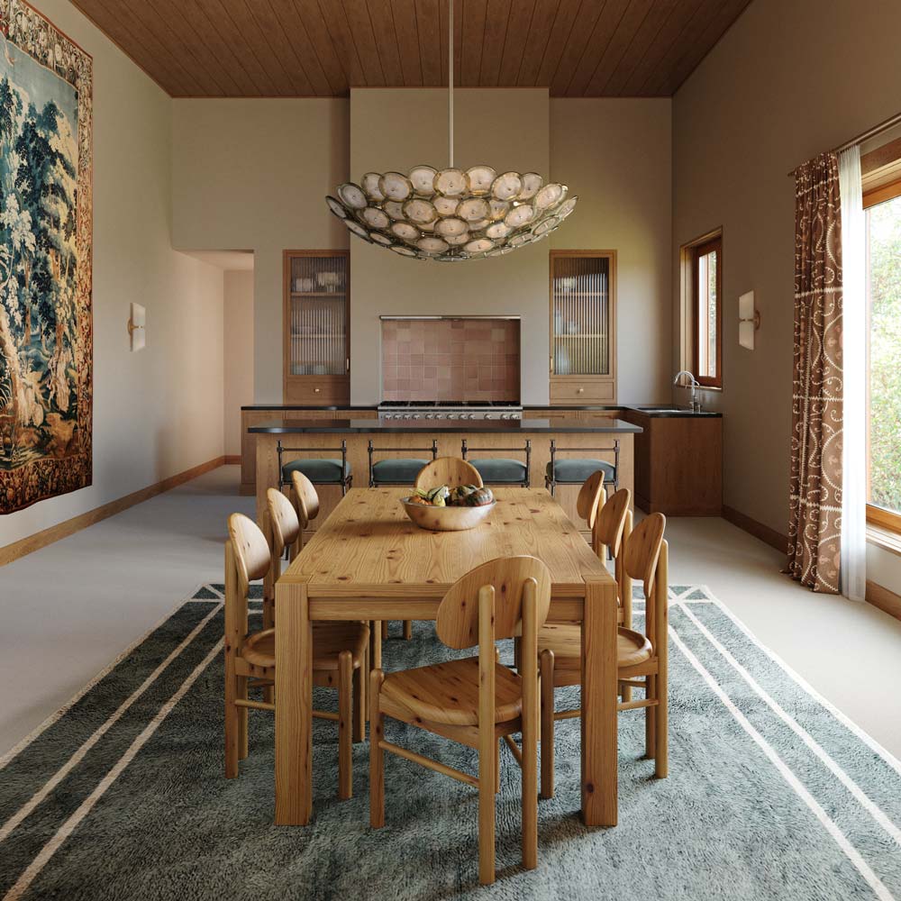 Wassama Chandelier in dining room.