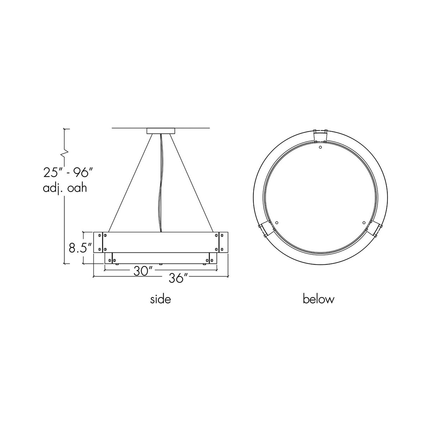 Invicta LED Pendant Light - line drawing.
