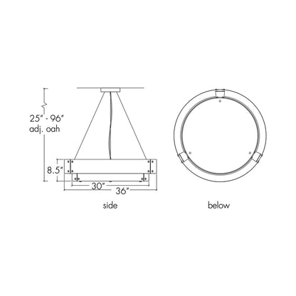 Invicta LED Pendant Light - line drawing.