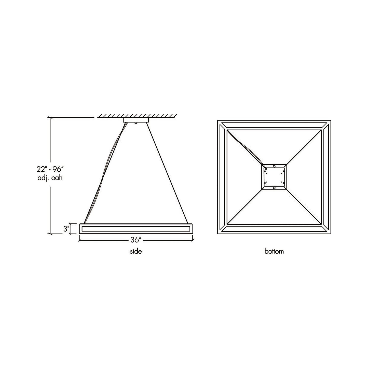 Strata LED Pendant Light - line drawing.