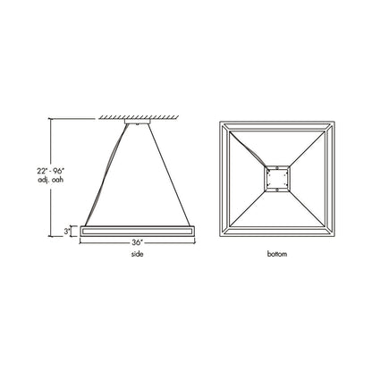 Strata LED Pendant Light - line drawing.