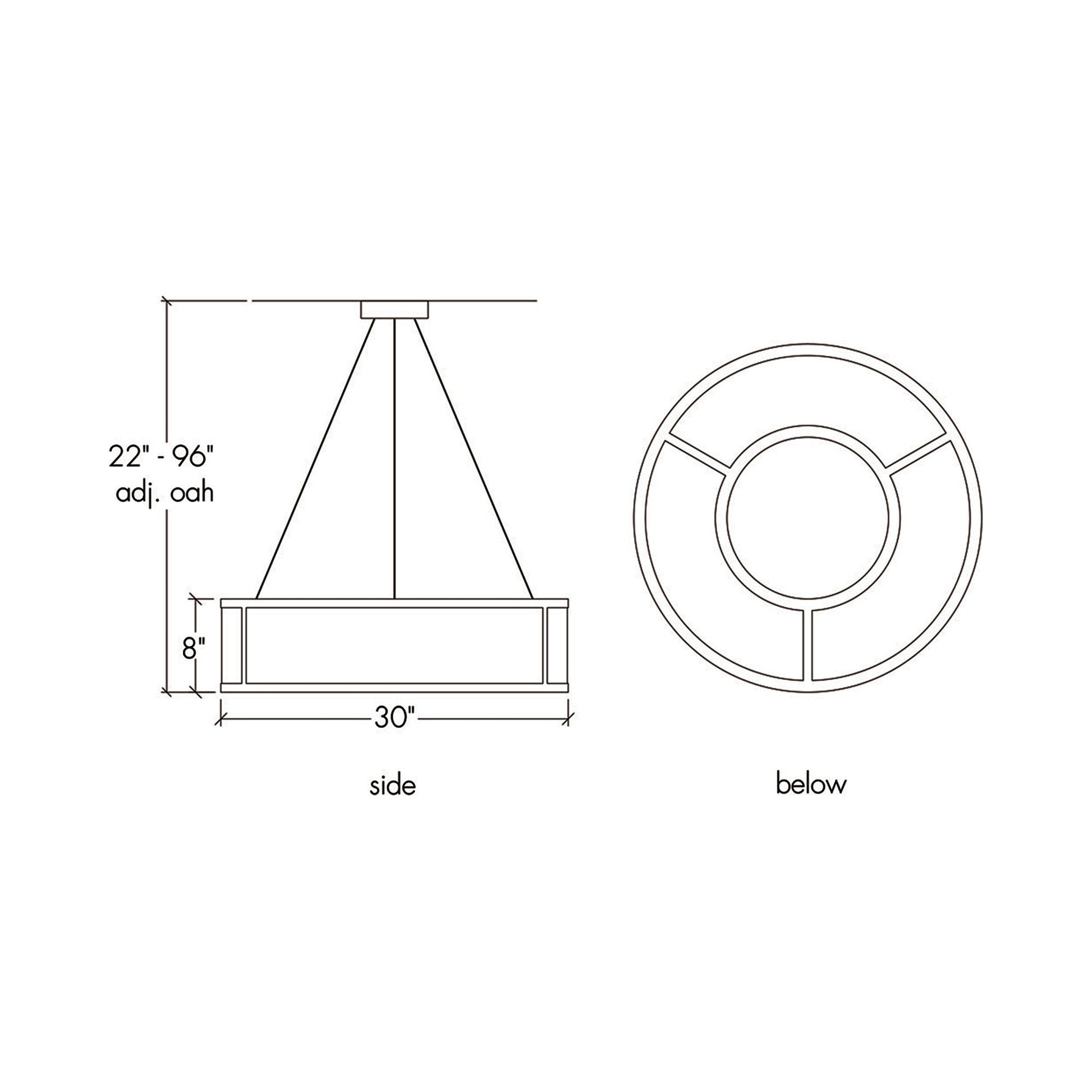 Tambour Pendant Light - line drawing.