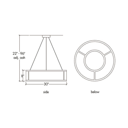 Tambour Pendant Light - line drawing.