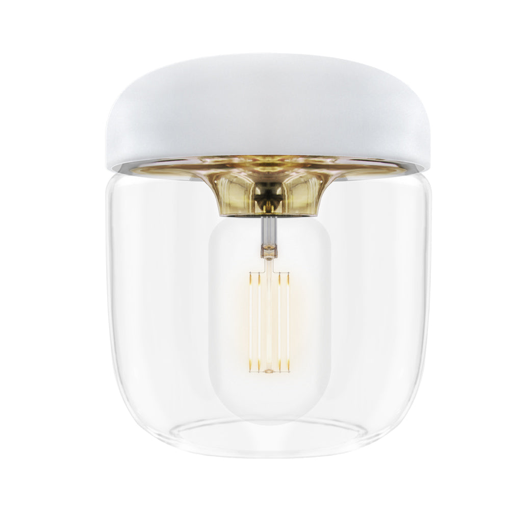Acorn Lamp Shade in White/Polished Brass.