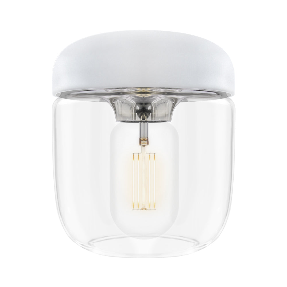 Acorn Lamp Shade in White/Polished Steel.
