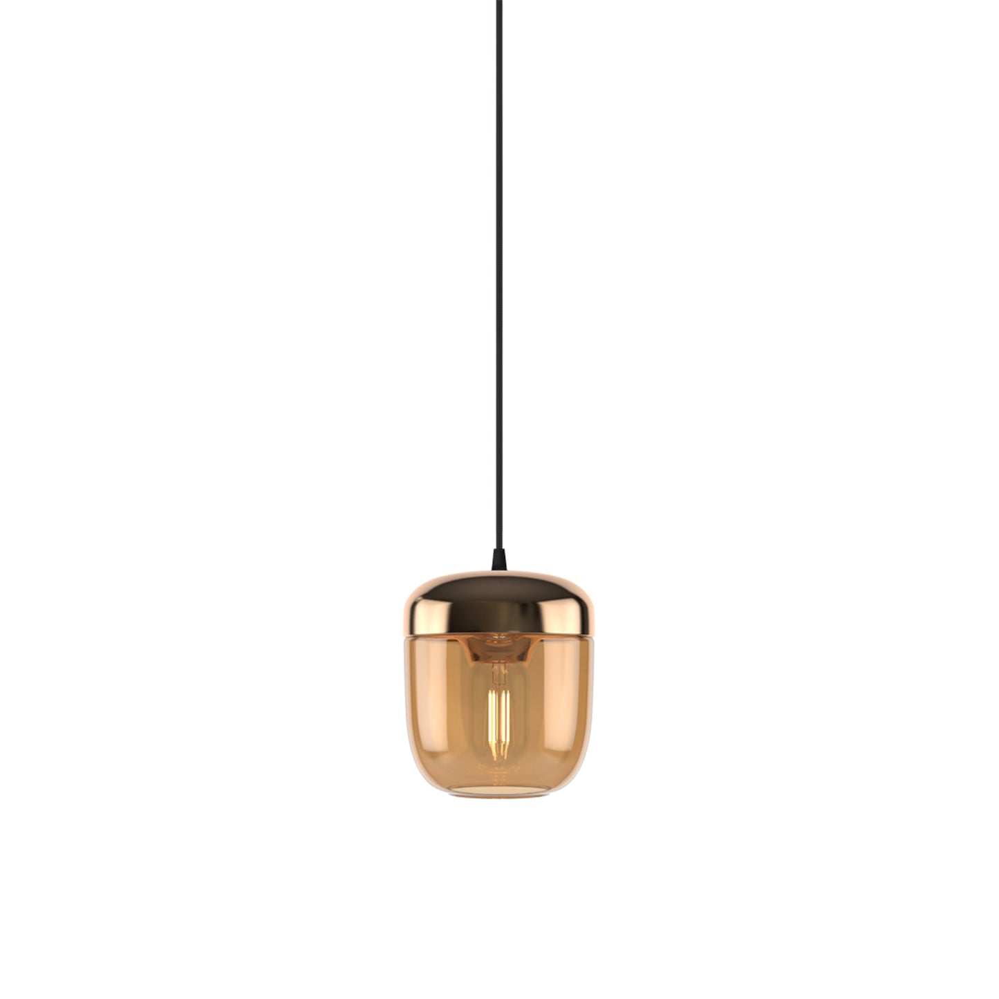 Acorn Pendant Light in Amber Brass/Black.