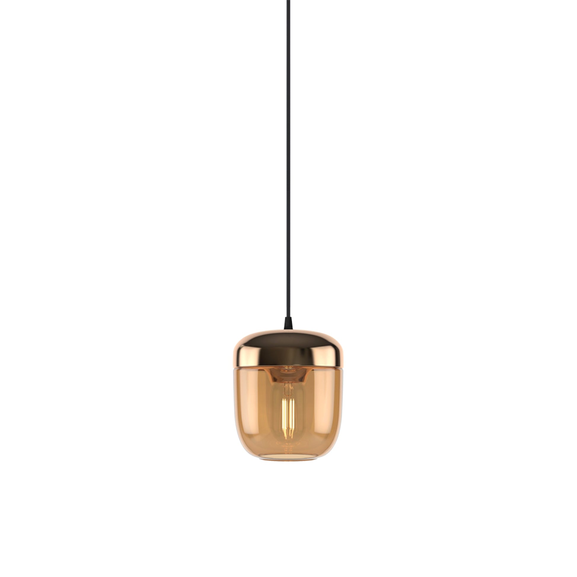 Acorn Pendant Light in Amber Brass/Black.