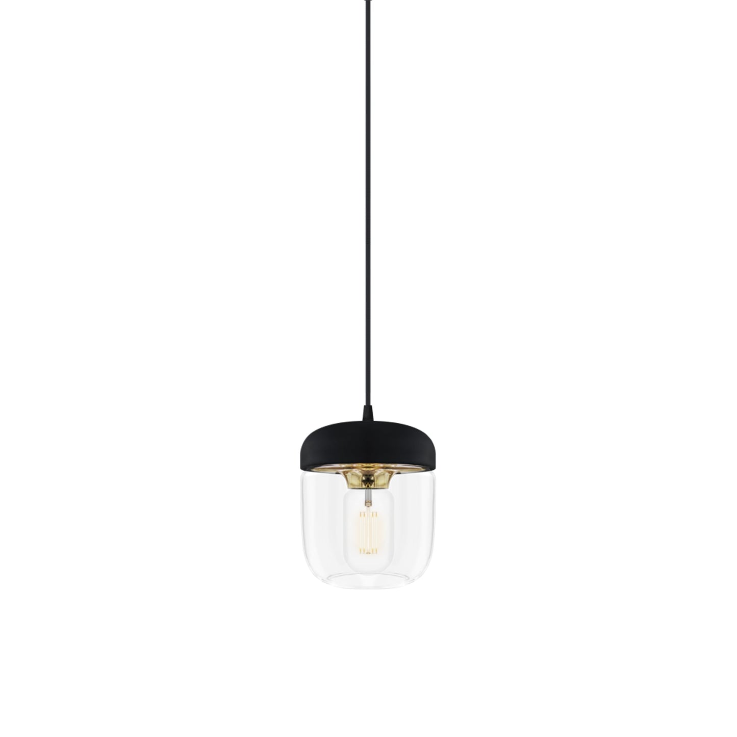 Acorn Pendant Light in Black/Polished Brass.