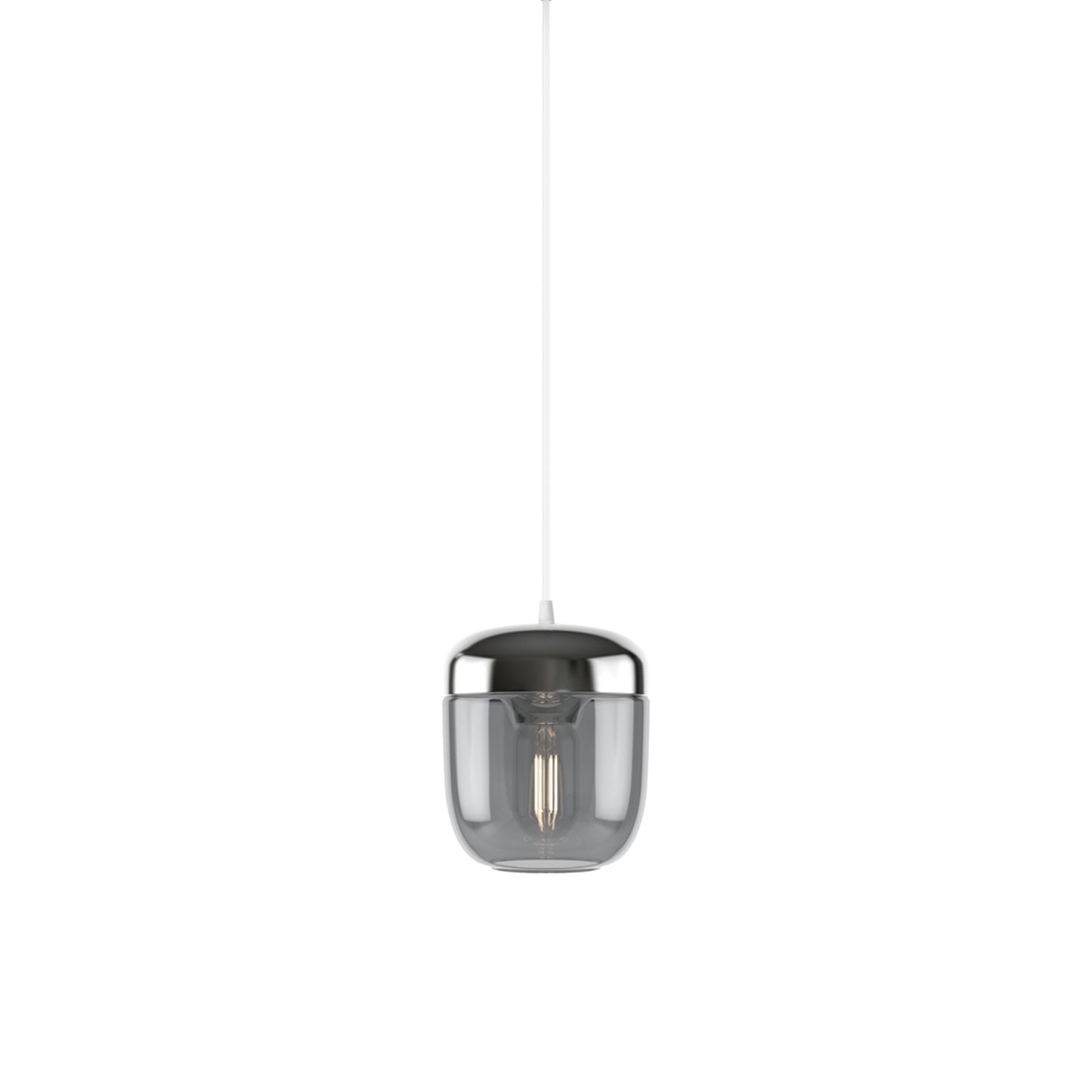 Acorn Pendant Light in Smoked Steel/White.