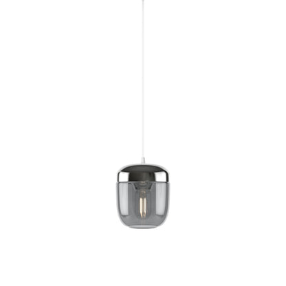 Acorn Pendant Light in Smoked Steel/White.