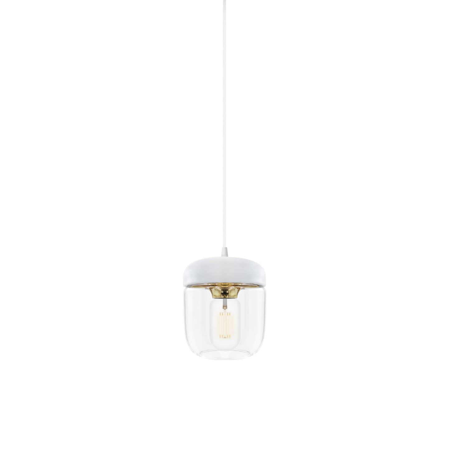 Acorn Pendant Light in White/Polished Brass.