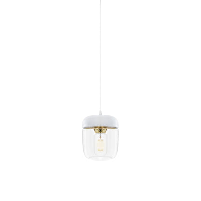 Acorn Pendant Light in White/Polished Brass.