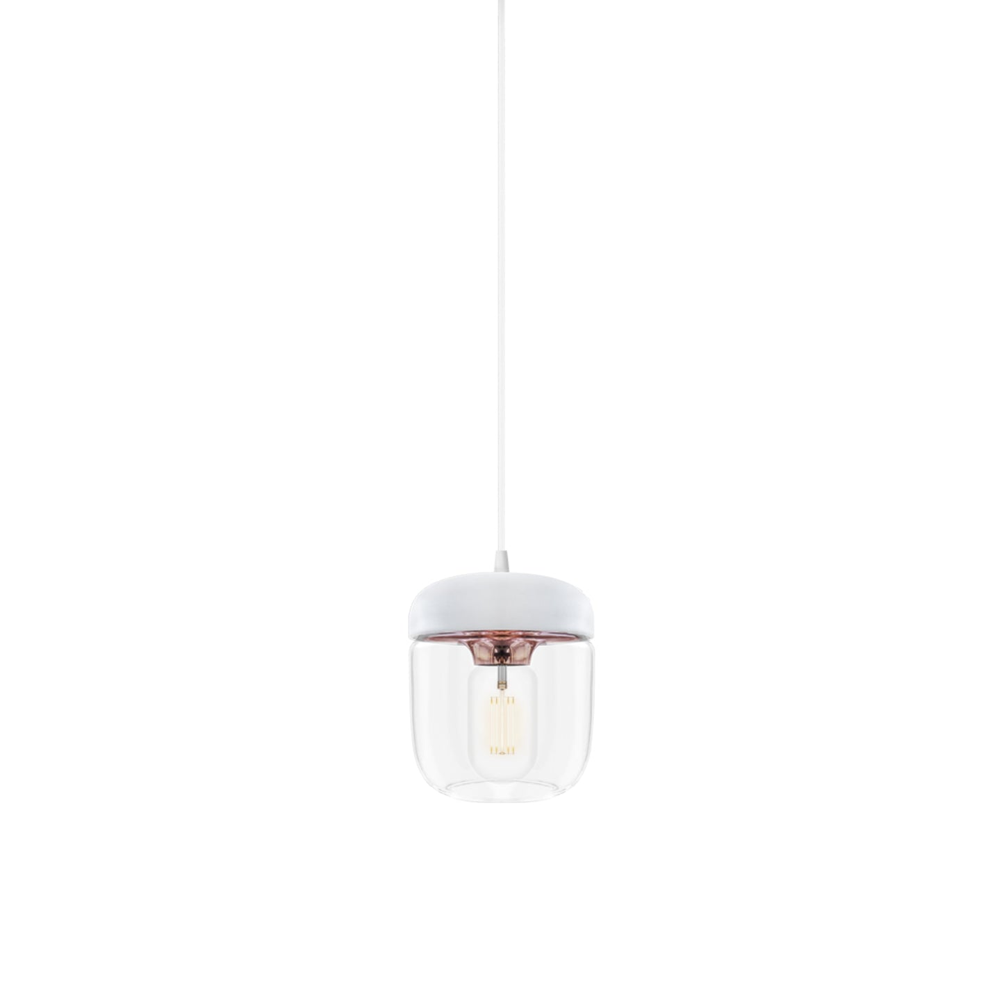 Acorn Pendant Light in White/Polished Copper.
