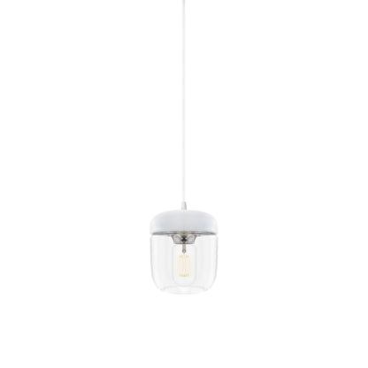Acorn Pendant Light in White/Polished Steel.