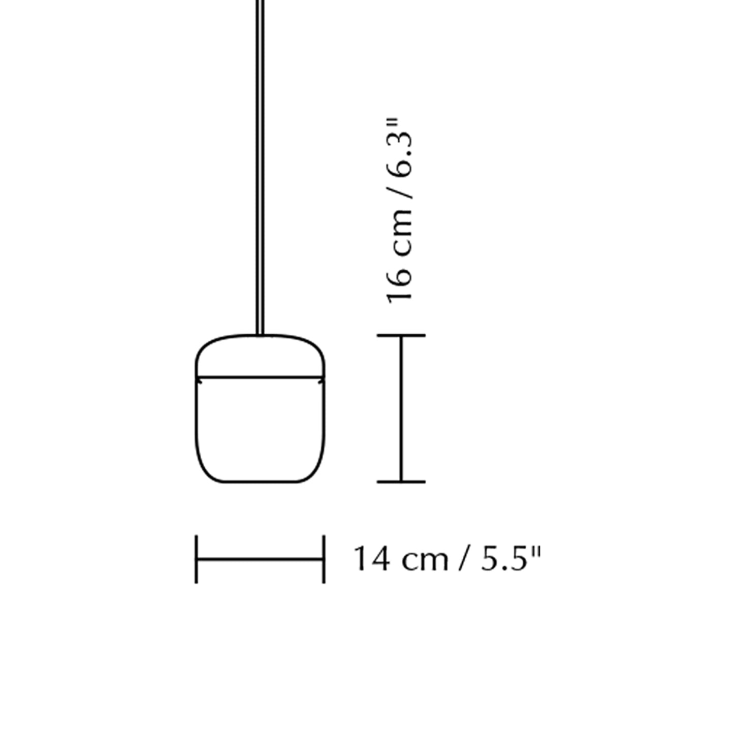 Acorn Pendant Light - line drawing.