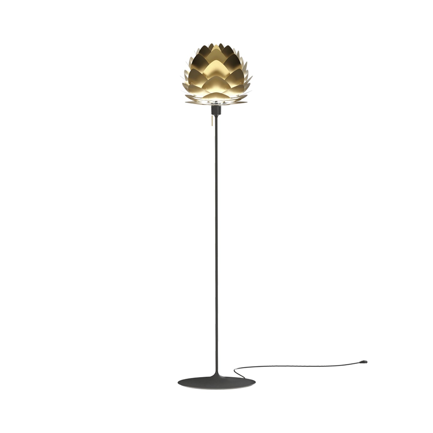 Aluvia Floor Lamp in Black/Brushed Brass.