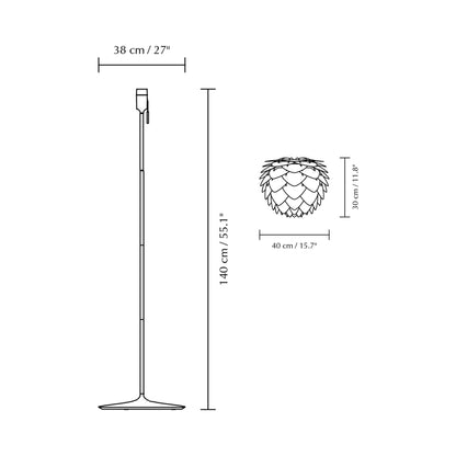 Aluvia Floor Lamp - line drawing.