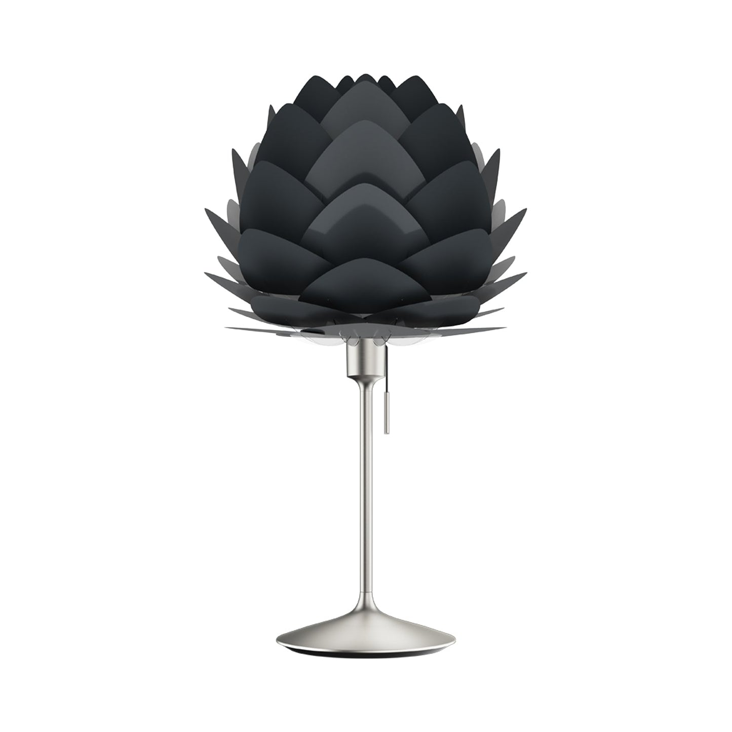 Aluvia Table Lamp in Brushed Steel/Anthracite Grey.