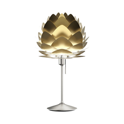 Aluvia Table Lamp in Brushed Steel/Brushed Brass.