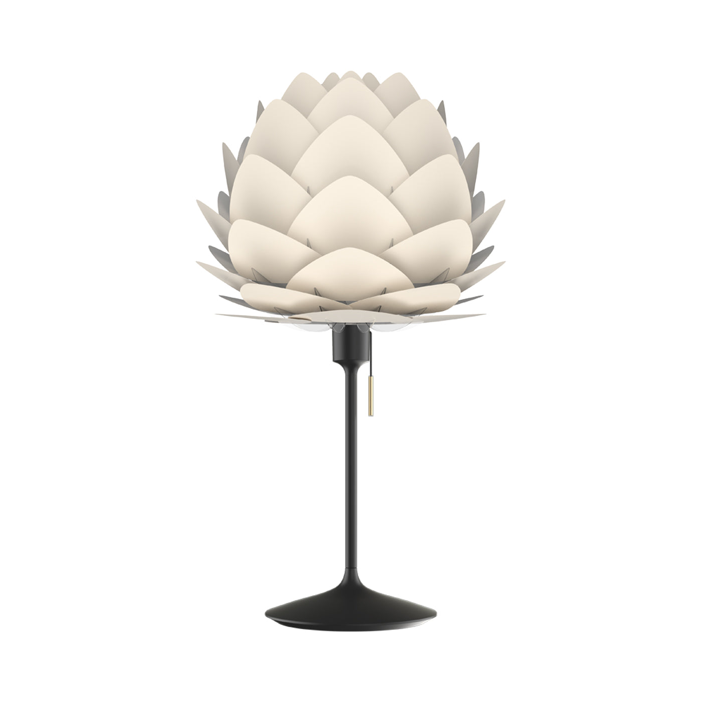 Aluvia Table Lamp in Black/Pearl White.