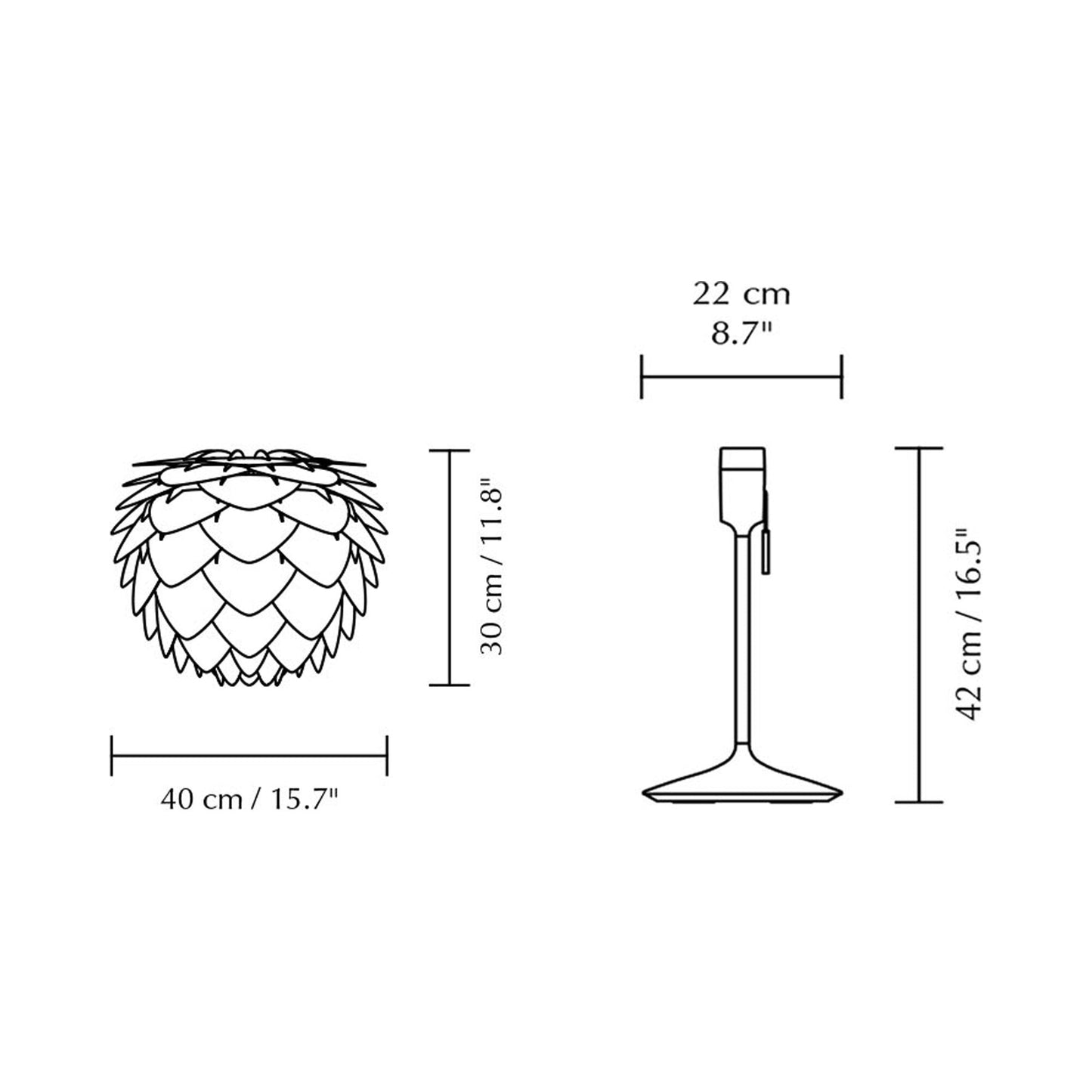 Aluvia Table Lamp - line drawing.