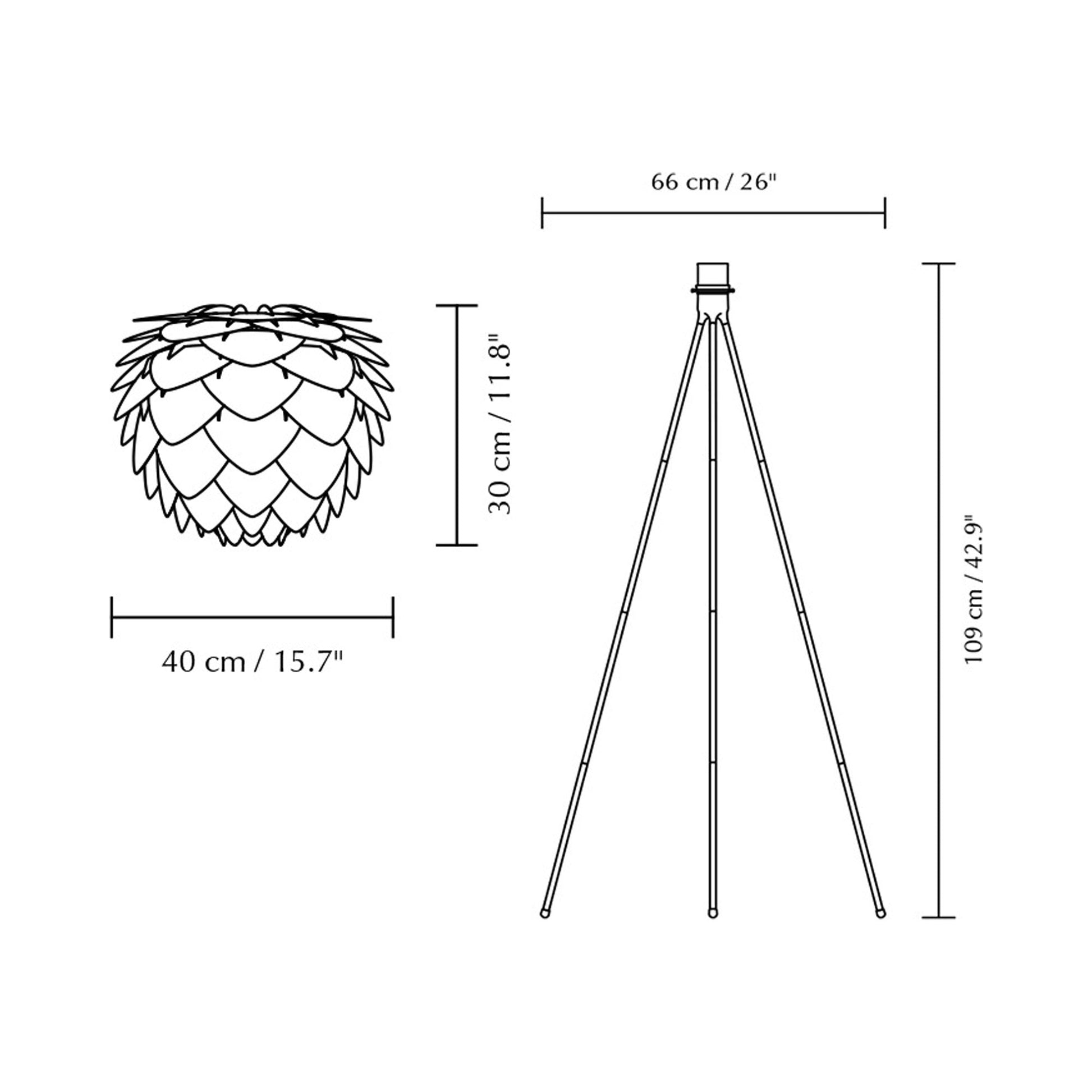Aluvia Tripod Floor Lamp - line drawing.
