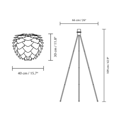 Aluvia Tripod Floor Lamp - line drawing.