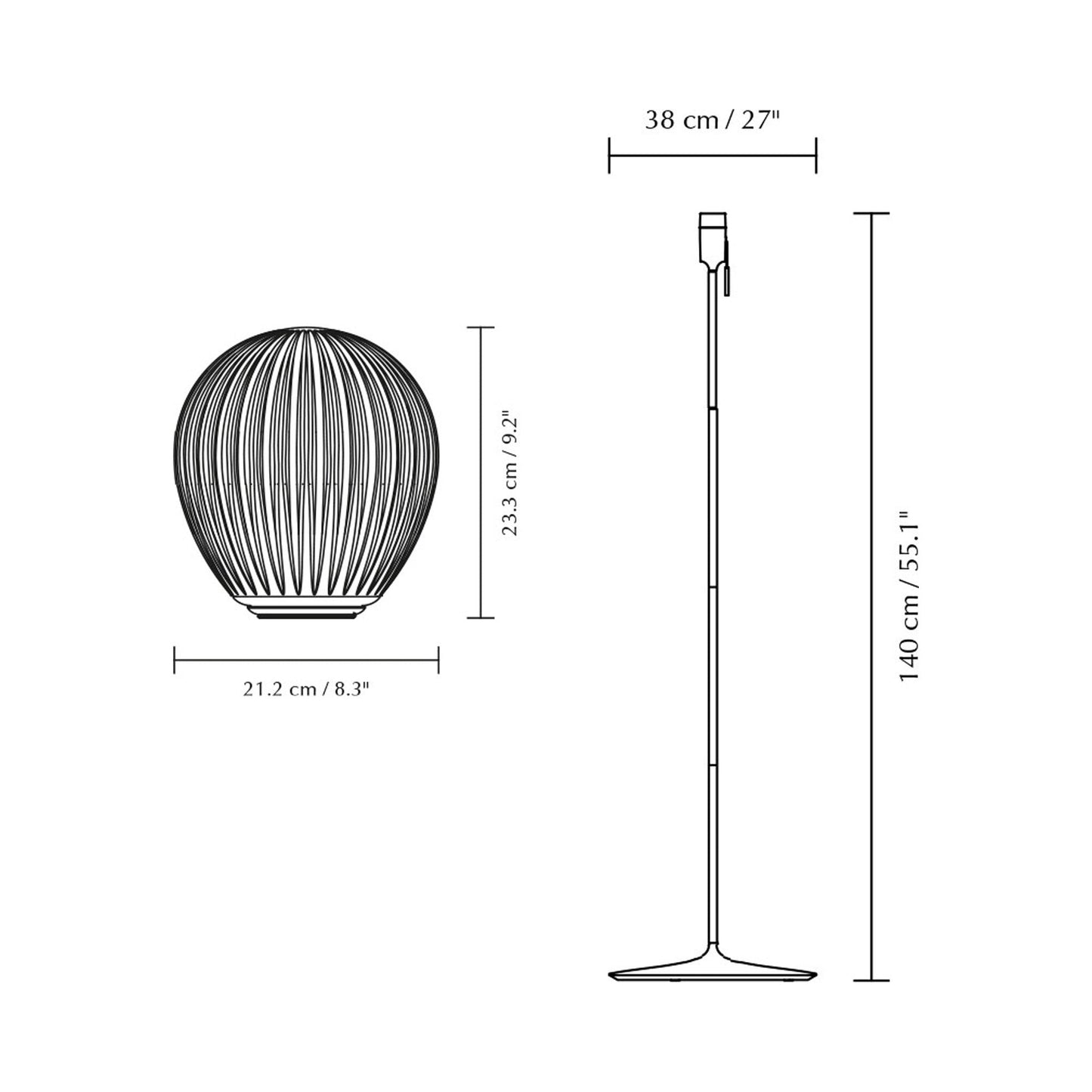 Around The World Floor Lamp - line drawing.