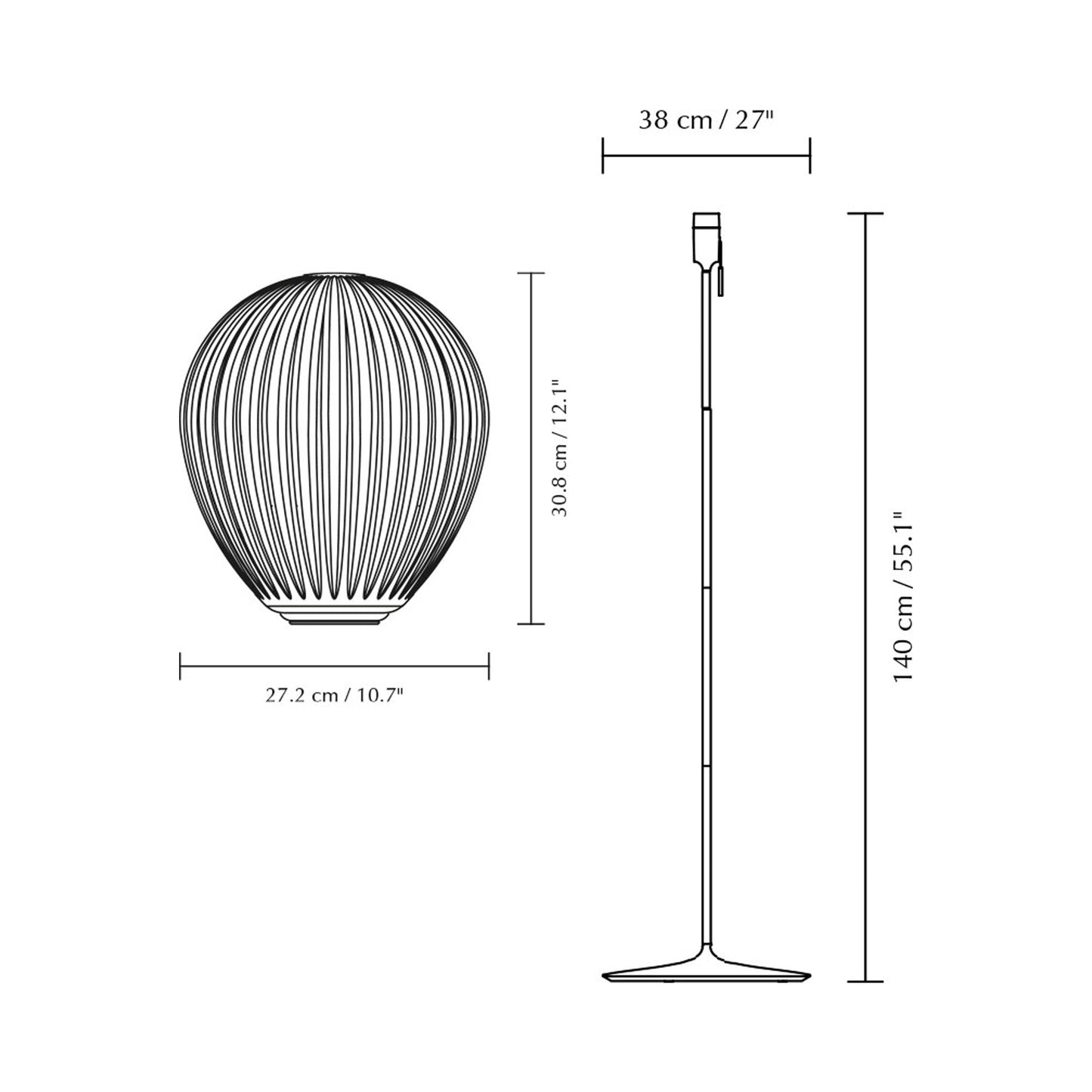 Around The World Floor Lamp - line drawing.