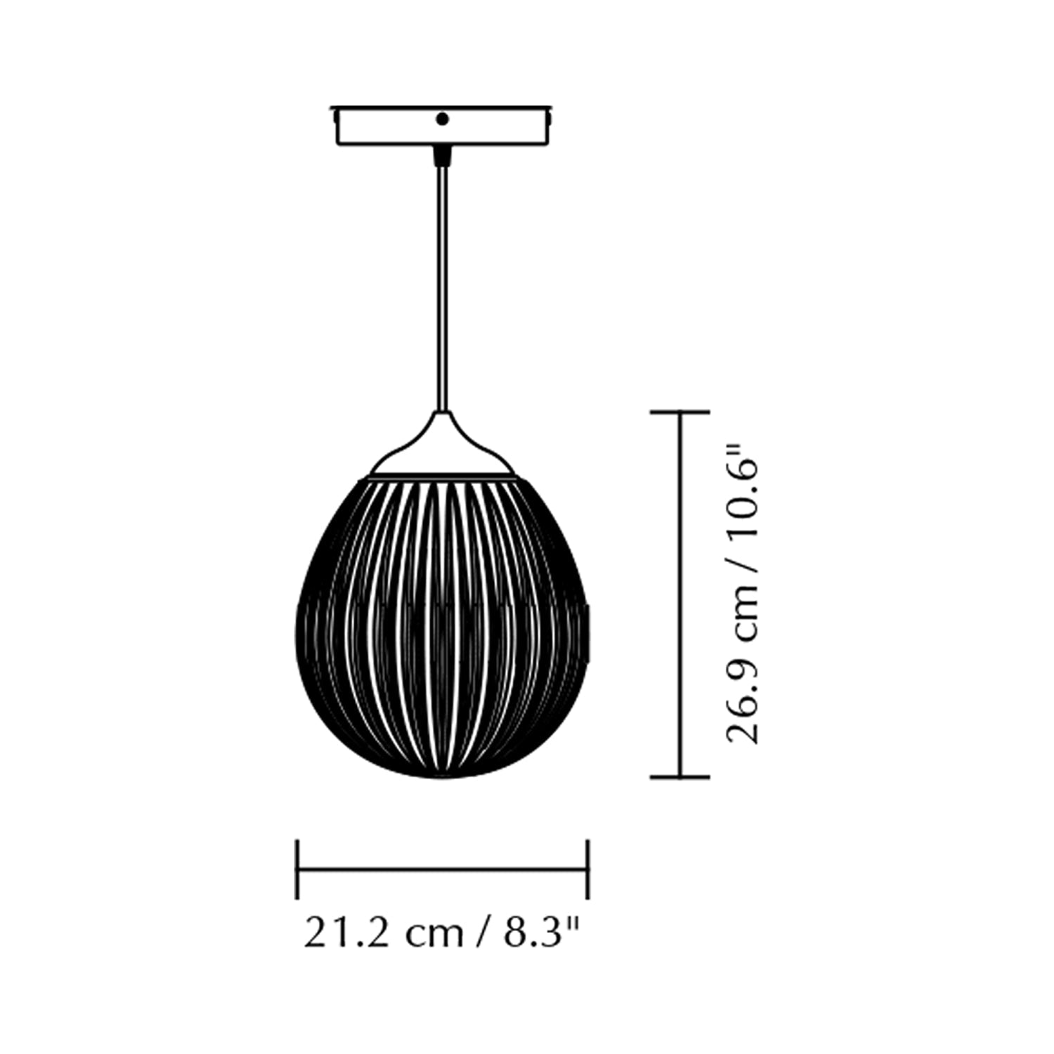 Around The World Pendant Light - line drawing.