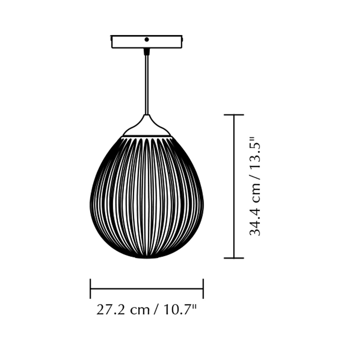Around The World Pendant Light - line drawing.