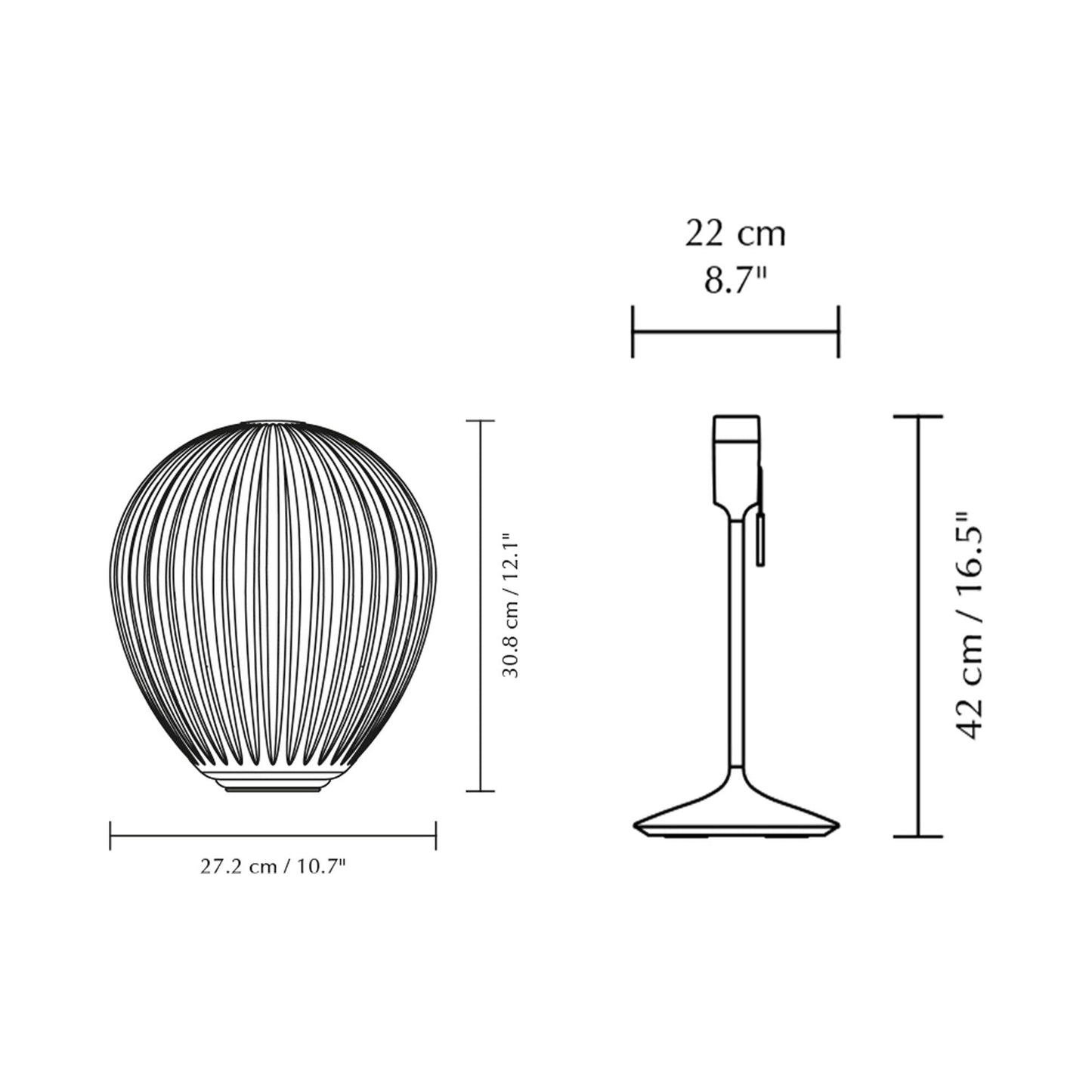 Around The World Table Lamp - line drawing.