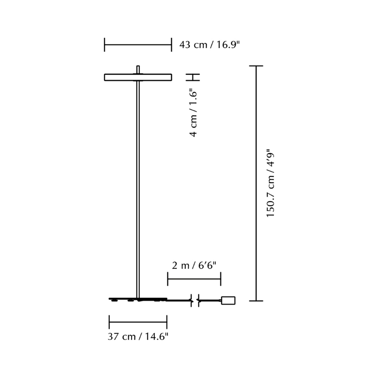 Asteria LED Floor Lamp - line drawing.