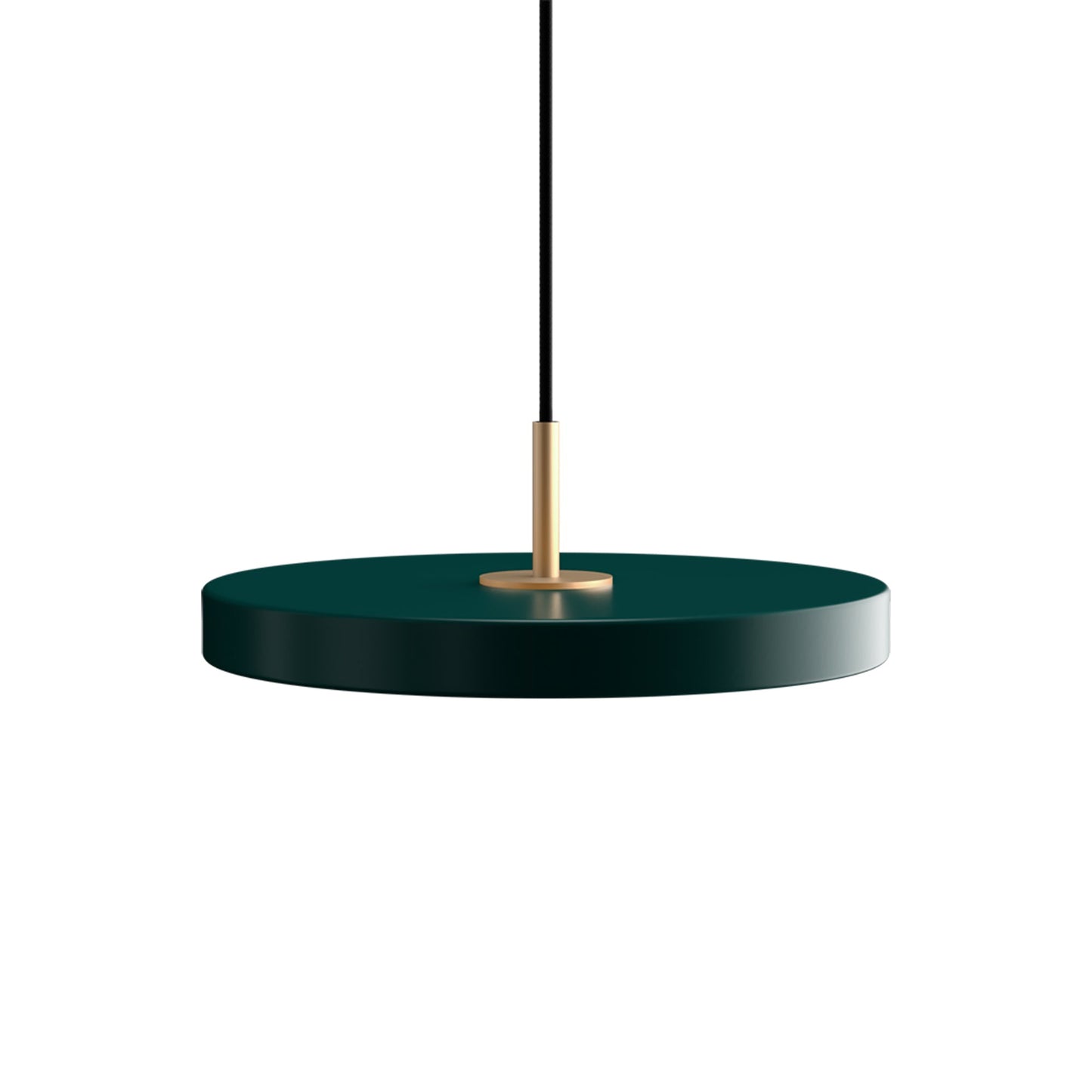Asteria LED Pendant Light in Forest Green/Brass (12.2-Inch).