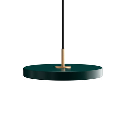 Asteria LED Pendant Light in Forest Green/Brass (12.2-Inch).