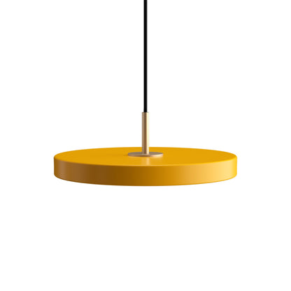 Asteria LED Pendant Light in Saffron Yellow/Brass (12.2-Inch).