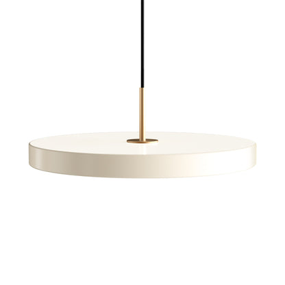Asteria LED Pendant Light in Pearl White/Brass (16.9-Inch).