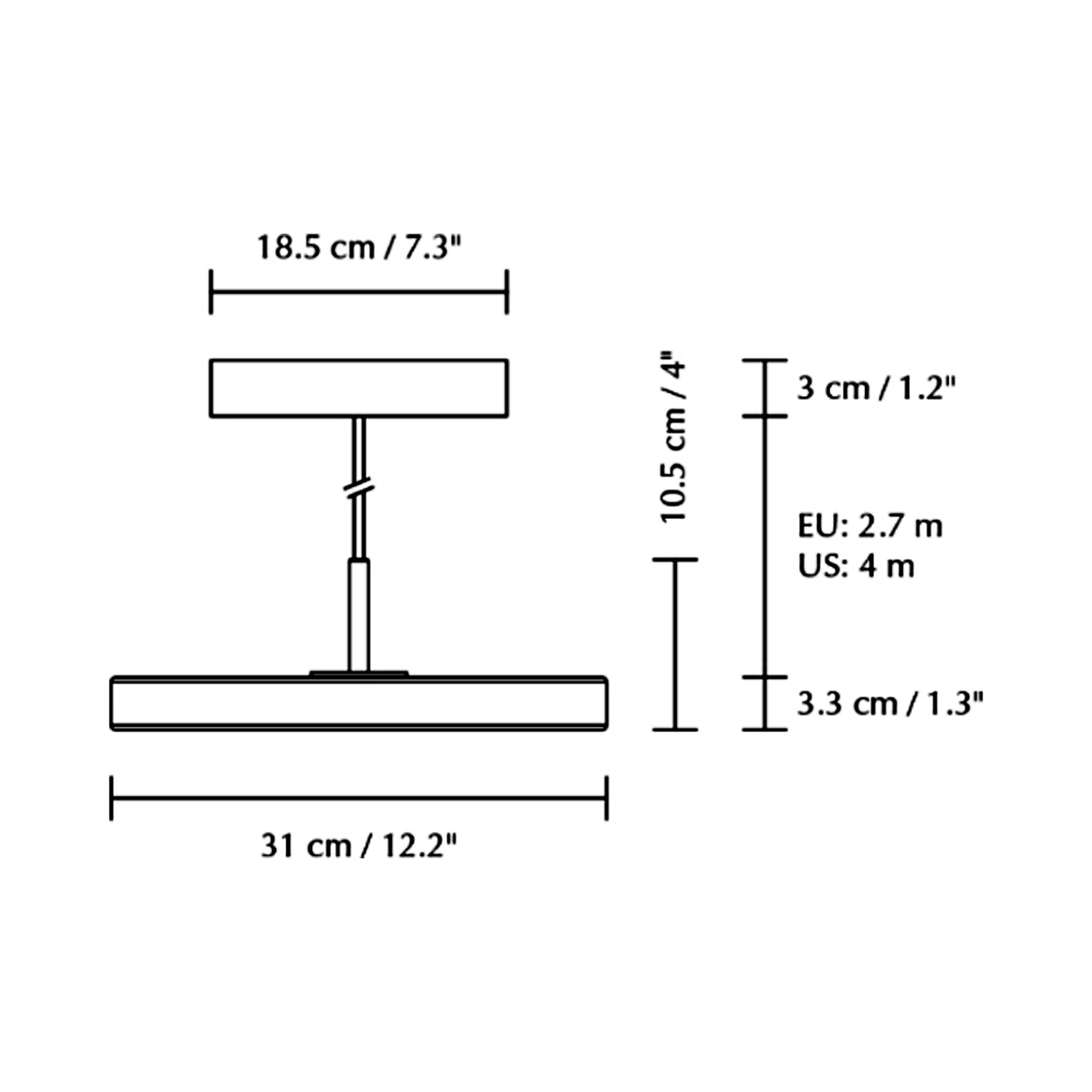 Asteria LED Pendant Light - line drawing.