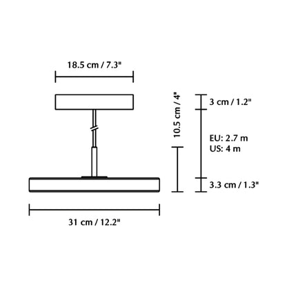 Asteria LED Pendant Light - line drawing.