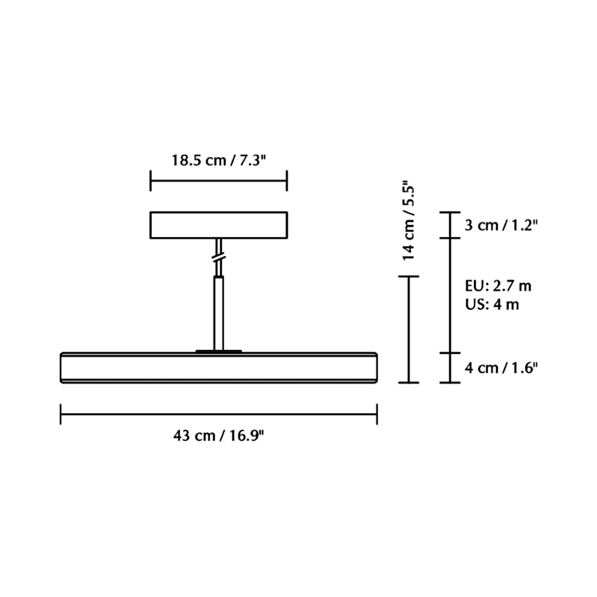 Asteria LED Pendant Light - line drawing.