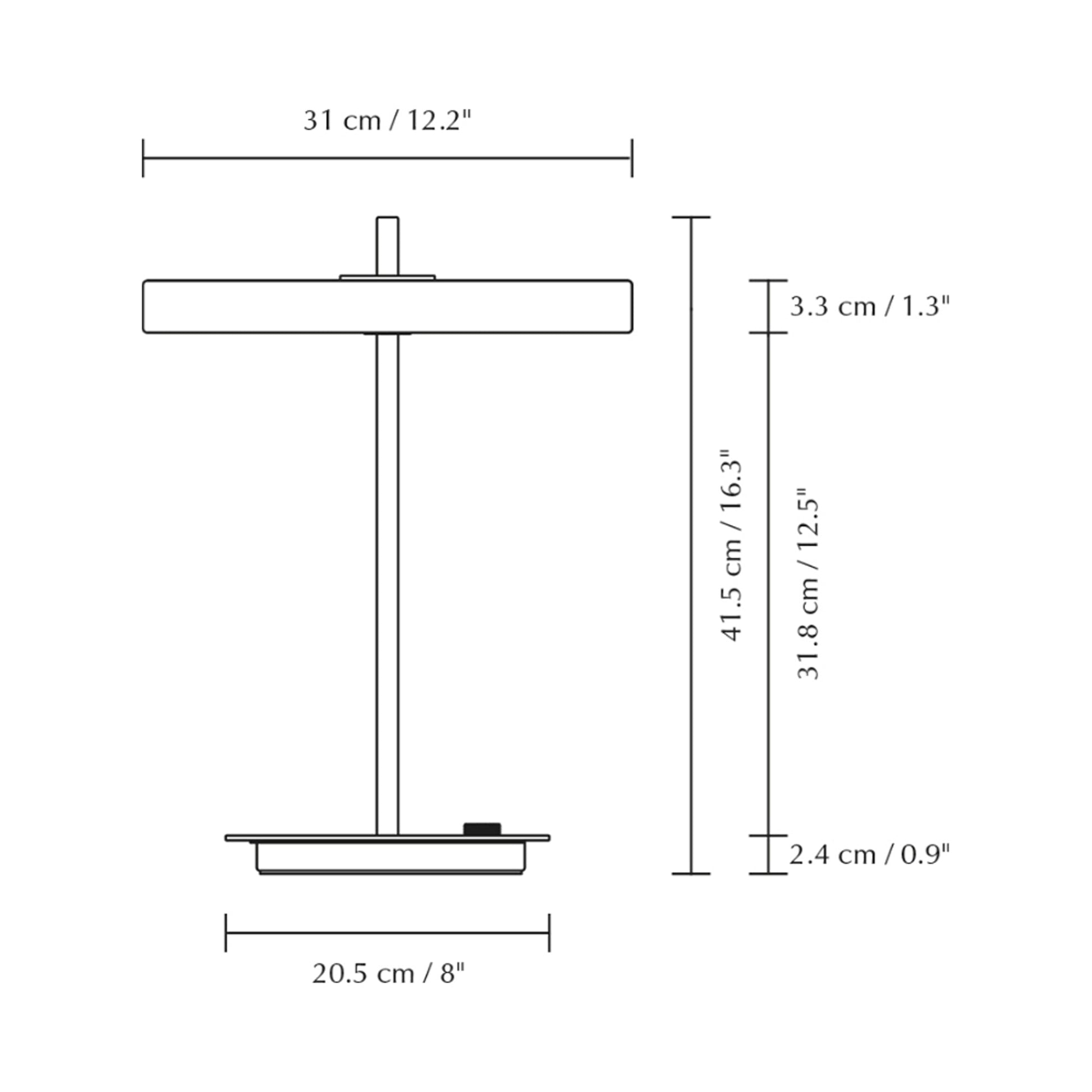 Asteria LED Table Lamp - line drawing.