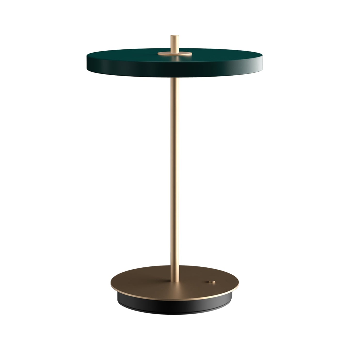 Asteria Move LED Portable Table Lamp in Forest Green/Brass.