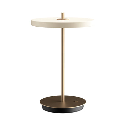 Asteria Move LED Portable Table Lamp in Pearl White/Brass.