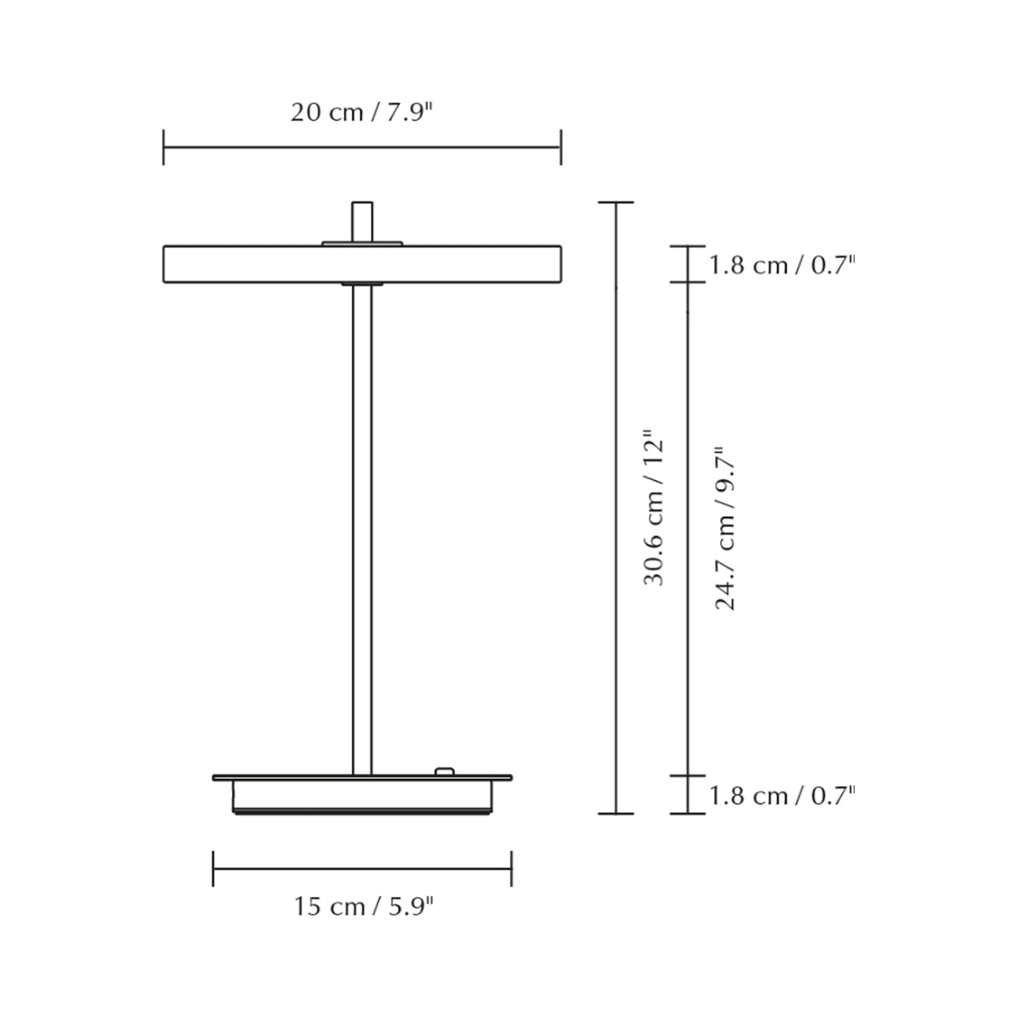 Asteria Move LED Portable Table Lamp - line drawing.